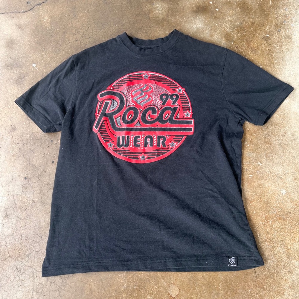 Rocawear Graphic T-Shirt Mens M Black Excellent 99 Logo Streetwear Tee
